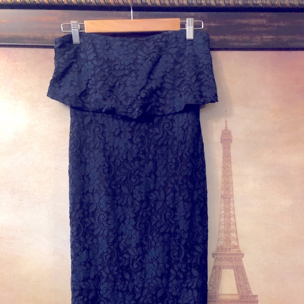 Blue Lace MIDI Dress off the shoulders